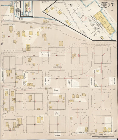 Sanborn Fire Insurance Map from Rainier, Columbia County, Oregon (1931), Sheet #0007 - Complete Map Set gallery image, historic Sanborn map, vintage wall art, Oregon Oregon