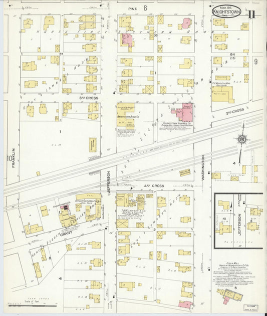 Sanborn Fire Insurance Map from Knightstown, Henry County, Indiana (1916), Sheet #0011 - Historic Sanborn Fire Insurance Map Print, vintage old map wall art, antique decor, genealogy gift, Indiana Indiana map