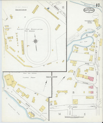 Sanborn Fire Insurance Map from Brattleboro, Windham County, Vermont (1919), Sheet #0017 - Complete Map Set gallery image, historic Sanborn map, vintage wall art, Vermont Vermont