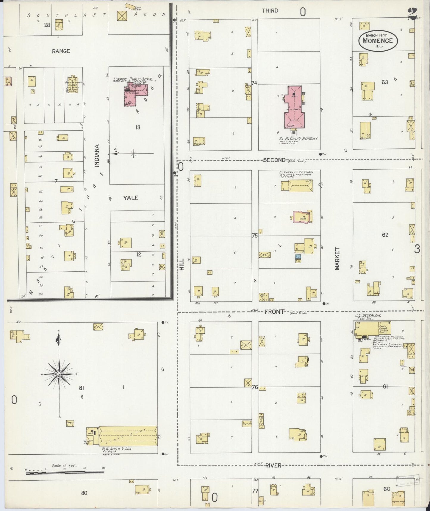 Sanborn Fire Insurance Map from Momence, Kankakee County, Illinois (1907), Sheet #0002 - Complete Map Set gallery image, historic Sanborn map, vintage wall art, Illinois Illinois