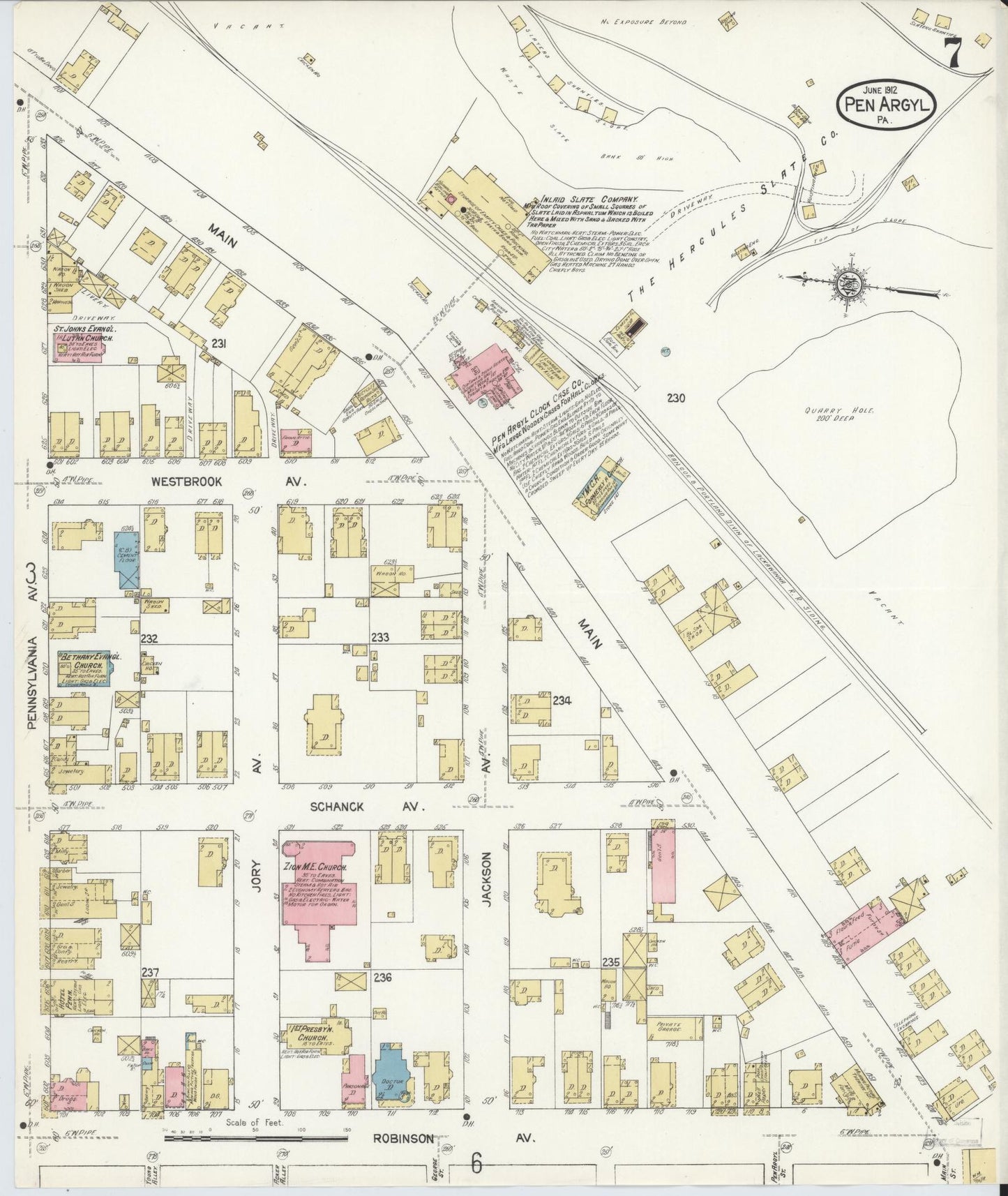 Sanborn Fire Insurance Map from Pen Argyl, Northampton County, Pennsylvania (1912), Sheet #0007 - Complete Map Set gallery image, historic Sanborn map, vintage wall art, Pennsylvania Pennsylvania