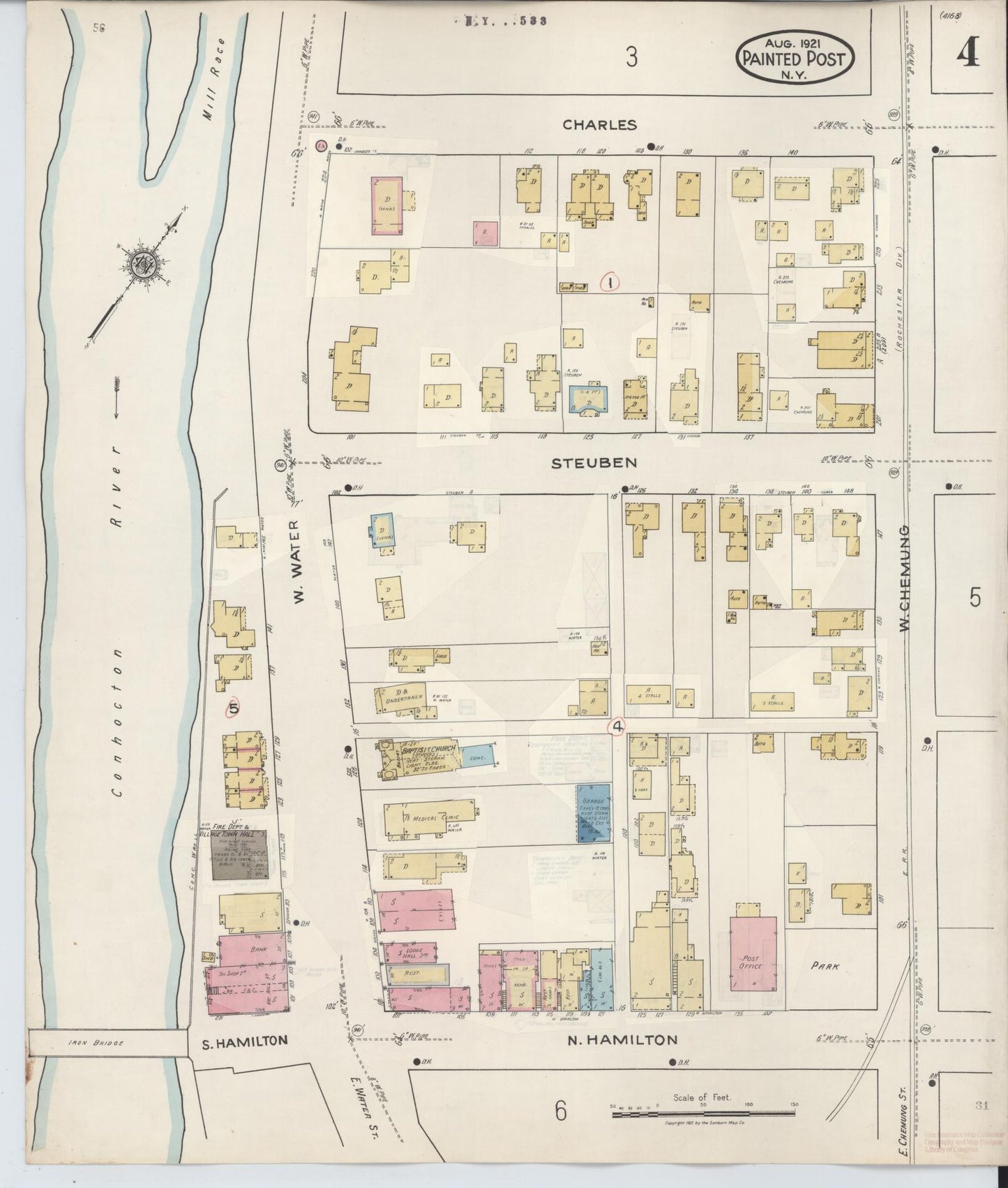 Sanborn Fire Insurance Map from Painted Post, Steuben County, New York (1943), Sheet #0004 - Complete Map Set gallery image, historic Sanborn map, vintage wall art, New York New York