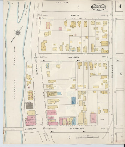 Sanborn Fire Insurance Map from Painted Post, Steuben County, New York (1943), Sheet #0004 - Complete Map Set gallery image, historic Sanborn map, vintage wall art, New York New York