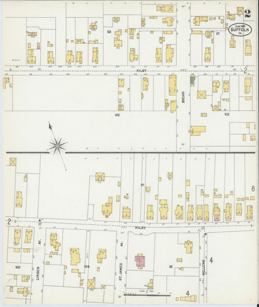 Sanborn Fire Insurance Map from Suffolk, Independent Cities, Virginia (1903), Sheet #0002 - Historic Sanborn Fire Insurance Map Print, vintage old map wall art, antique decor, genealogy gift, Virginia Virginia map