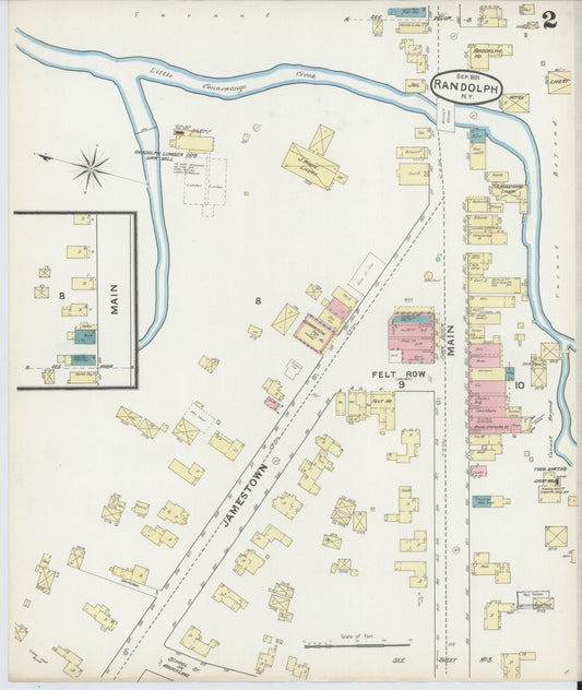 Sanborn Fire Insurance Map from Randolph, Cattaraugus County, New York (1891), Sheet #0002 - Historic Sanborn Fire Insurance Map Print, vintage old map wall art, antique decor, genealogy gift, New York New York map
