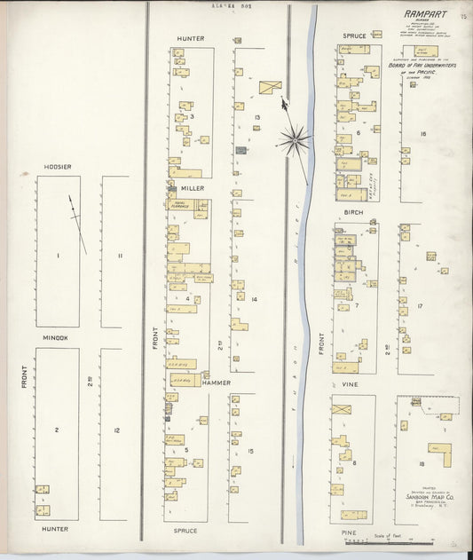 Sanborn Fire Insurance Map from Rampart, Yukon-koyukuk Census Division, Alaska (1908), Sheet #0001 - Historic Sanborn Fire Insurance Map Print, vintage old map wall art, antique decor, genealogy gift, Alaska Alaska map