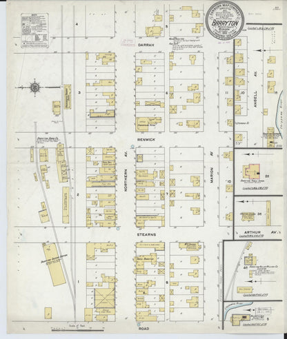 Sanborn Fire Insurance Map from Barryton, Mecosta County, Michigan (1910), Sheet #0001 - Historic Sanborn Fire Insurance Map Print, vintage old map wall art, antique decor, genealogy gift, Michigan Michigan map