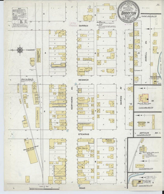 Sanborn Fire Insurance Map from Barryton, Mecosta County, Michigan (1910), Sheet #0001 - Historic Sanborn Fire Insurance Map Print, vintage old map wall art, antique decor, genealogy gift, Michigan Michigan map
