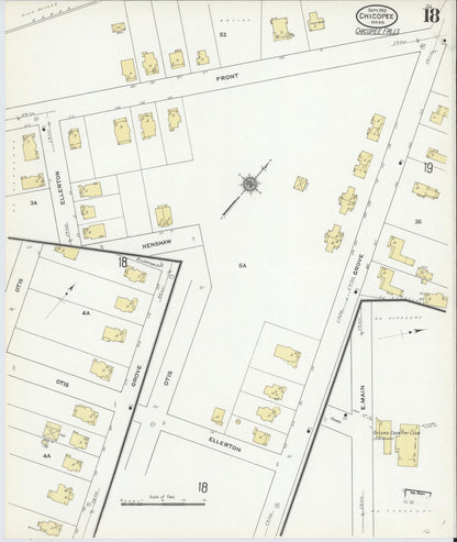 Sanborn Fire Insurance Map from Chicopee, Hampden County, Massachusetts (1910), Sheet #0018 - Historic Sanborn Fire Insurance Map Print, vintage old map wall art, antique decor, genealogy gift, Massachusetts Massachusetts map