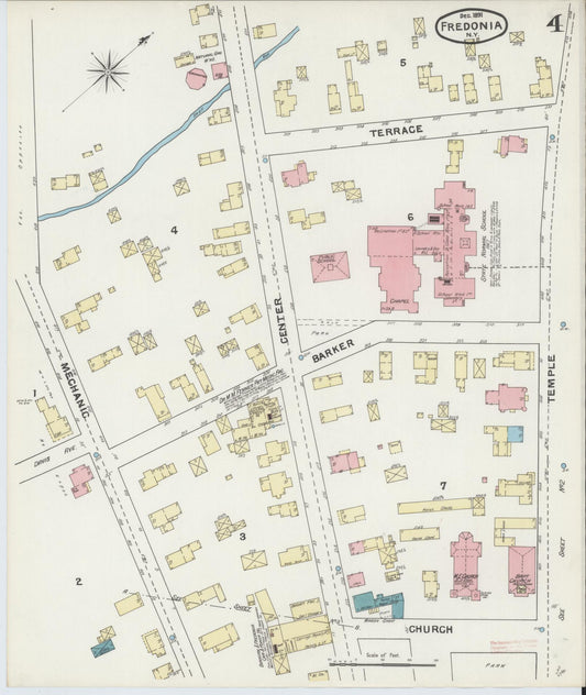 Sanborn Fire Insurance Map from Fredonia, Chautauqua County, New York (1891), Sheet #0004 - Historic Sanborn Fire Insurance Map Print, vintage old map wall art, antique decor, genealogy gift, New York New York map