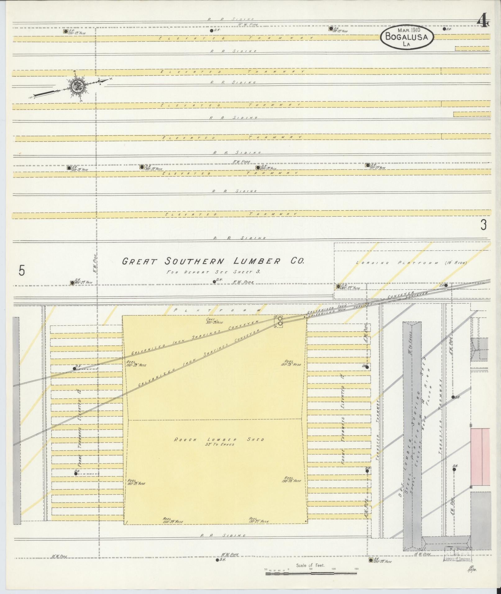 Sanborn Fire Insurance Map from Bogalusa, Washington Parish, Louisiana (1910), Sheet #0004 - Complete Map Set gallery image, historic Sanborn map, vintage wall art, Louisiana Louisiana