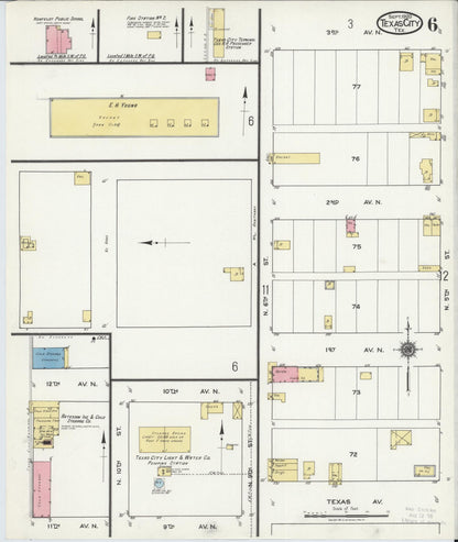 Sanborn Fire Insurance Map from Texas City, Galveston County, Texas (1920), Sheet #0006 - Historic Sanborn Fire Insurance Map Print, vintage old map wall art, antique decor, genealogy gift, Texas Texas map