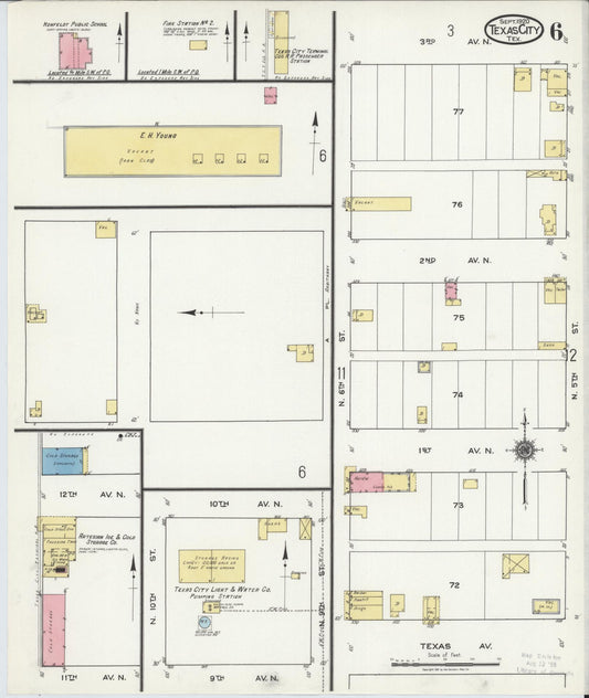 Sanborn Fire Insurance Map from Texas City, Galveston County, Texas (1920), Sheet #0006 - Historic Sanborn Fire Insurance Map Print, vintage old map wall art, antique decor, genealogy gift, Texas Texas map
