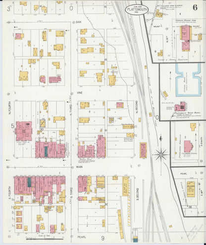 Sanborn Fire Insurance Map from Plattsmouth, Cass County, Nebraska (1906), Sheet #0006 - Complete Map Set gallery image, historic Sanborn map, vintage wall art, Nebraska Nebraska