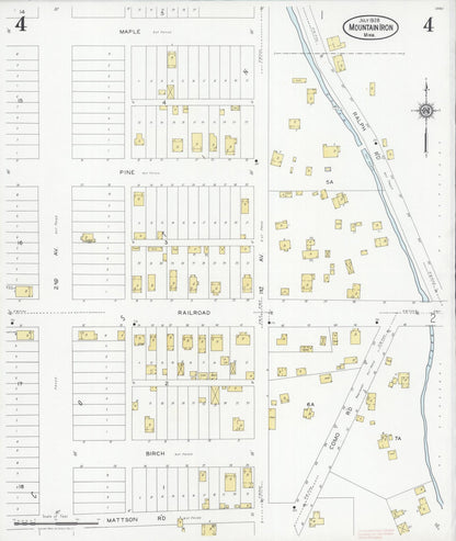 Sanborn Fire Insurance Map from Mountain Iron, Saint Louis County, Minnesota (1928), Sheet #0004 - Historic Sanborn Fire Insurance Map Print, vintage old map wall art, antique decor, genealogy gift, Minnesota Minnesota map