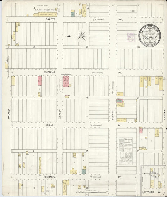 Sanborn Fire Insurance Map from Guernsey, Platte County, Wyoming (1903), Sheet #0001 - Historic Sanborn Fire Insurance Map Print, vintage old map wall art, antique decor, genealogy gift, Wyoming Wyoming map