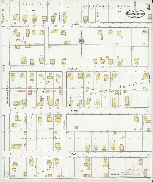 Sanborn Fire Insurance Map from Farmersburg, Sullivan County, Indiana (1921), Sheet #0004 - Historic Sanborn Fire Insurance Map Print, vintage old map wall art, antique decor, genealogy gift, Indiana Indiana map