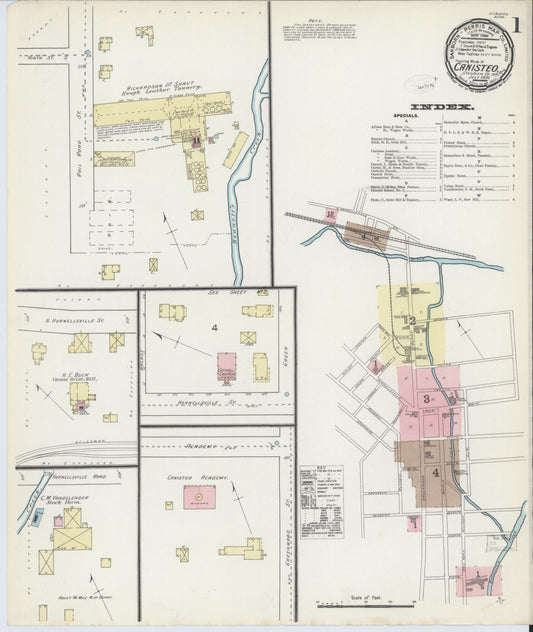 Sanborn Fire Insurance Map from Canisteo, Steuben County, New York (1891), Sheet #0001 - Historic Sanborn Fire Insurance Map Print, vintage old map wall art, antique decor, genealogy gift, New York New York map