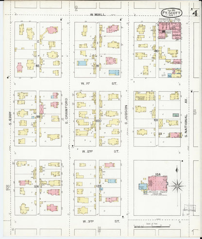 Sanborn Fire Insurance Map from Fort Scott, Bourbon County, Kansas (1893), Sheet #0004 - Complete Map Set gallery image, historic Sanborn map, vintage wall art, Kansas Kansas