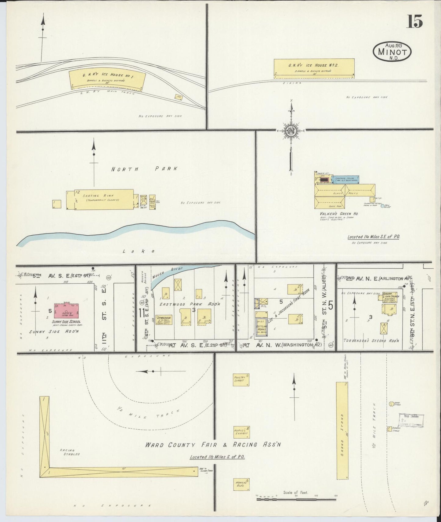 Sanborn Fire Insurance Map from Minot, Ward County, North Dakota (1913), Sheet #0015 - Historic Sanborn Fire Insurance Map Print, vintage old map wall art, antique decor, genealogy gift, North Dakota North Dakota map
