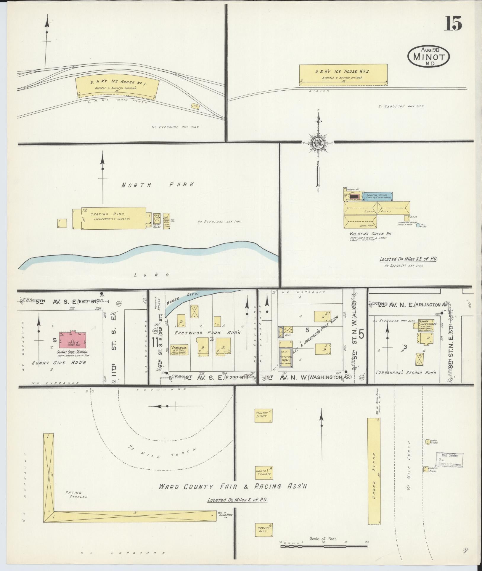 Sanborn Fire Insurance Map from Minot, Ward County, North Dakota (1913), Sheet #0015 - Historic Sanborn Fire Insurance Map Print, vintage old map wall art, antique decor, genealogy gift, North Dakota North Dakota map