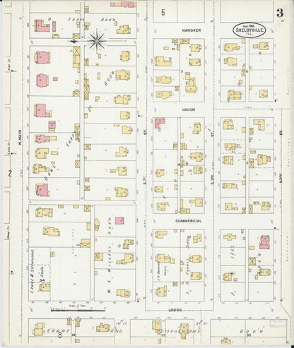 Sanborn Fire Insurance Map from Shelbyville, Shelby County, Illinois (1906), Sheet #0003 - Complete Map Set gallery image, historic Sanborn map, vintage wall art, Illinois Illinois