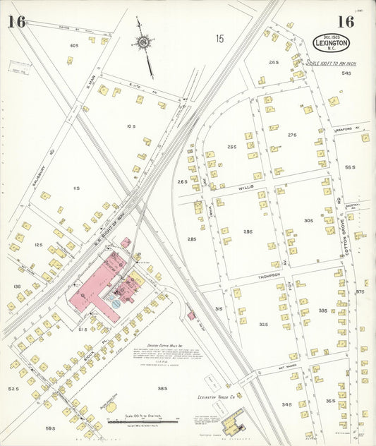 Sanborn Fire Insurance Map from Lexington, Davidson County, North Carolina (1923), Sheet #0016 - Historic Sanborn Fire Insurance Map Print, vintage old map wall art, antique decor, genealogy gift, North Carolina North Carolina map