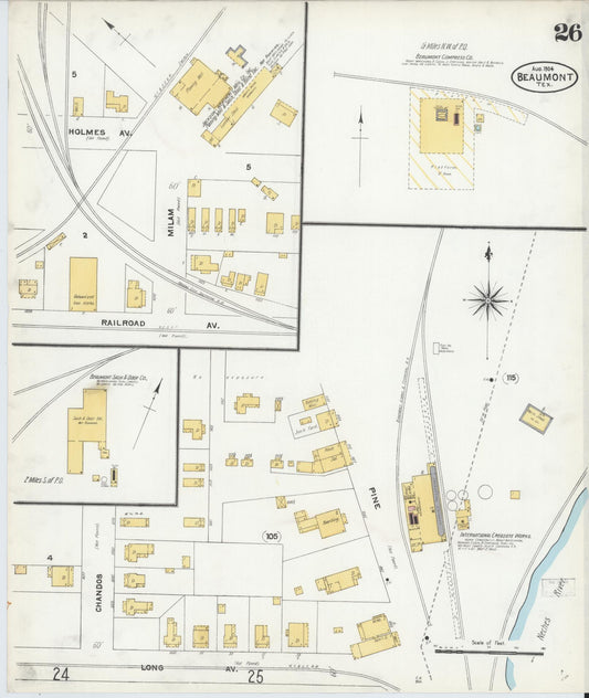 Sanborn Fire Insurance Map from Beaumont, Jefferson County, Texas (1904), Sheet #0026 - Historic Sanborn Fire Insurance Map Print, vintage old map wall art, antique decor, genealogy gift, Texas Texas map