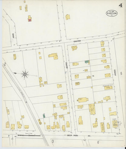 Sanborn Fire Insurance Map from Babylon, Suffolk County, New York (1902), Sheet #0004 - Historic Sanborn Fire Insurance Map Print, vintage old map wall art, antique decor, genealogy gift, New York New York map