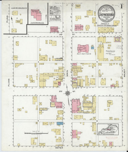 Sanborn Fire Insurance Map from Shepherdsville, Bullitt County, Kentucky (1920), Sheet #0001 - Complete Map Set gallery image, historic Sanborn map, vintage wall art, Kentucky Kentucky