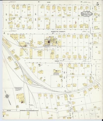Sanborn Fire Insurance Map from Woodsfield, Monroe County, Ohio (1911), Sheet #0005 - Complete Map Set gallery image, historic Sanborn map, vintage wall art, Ohio Ohio