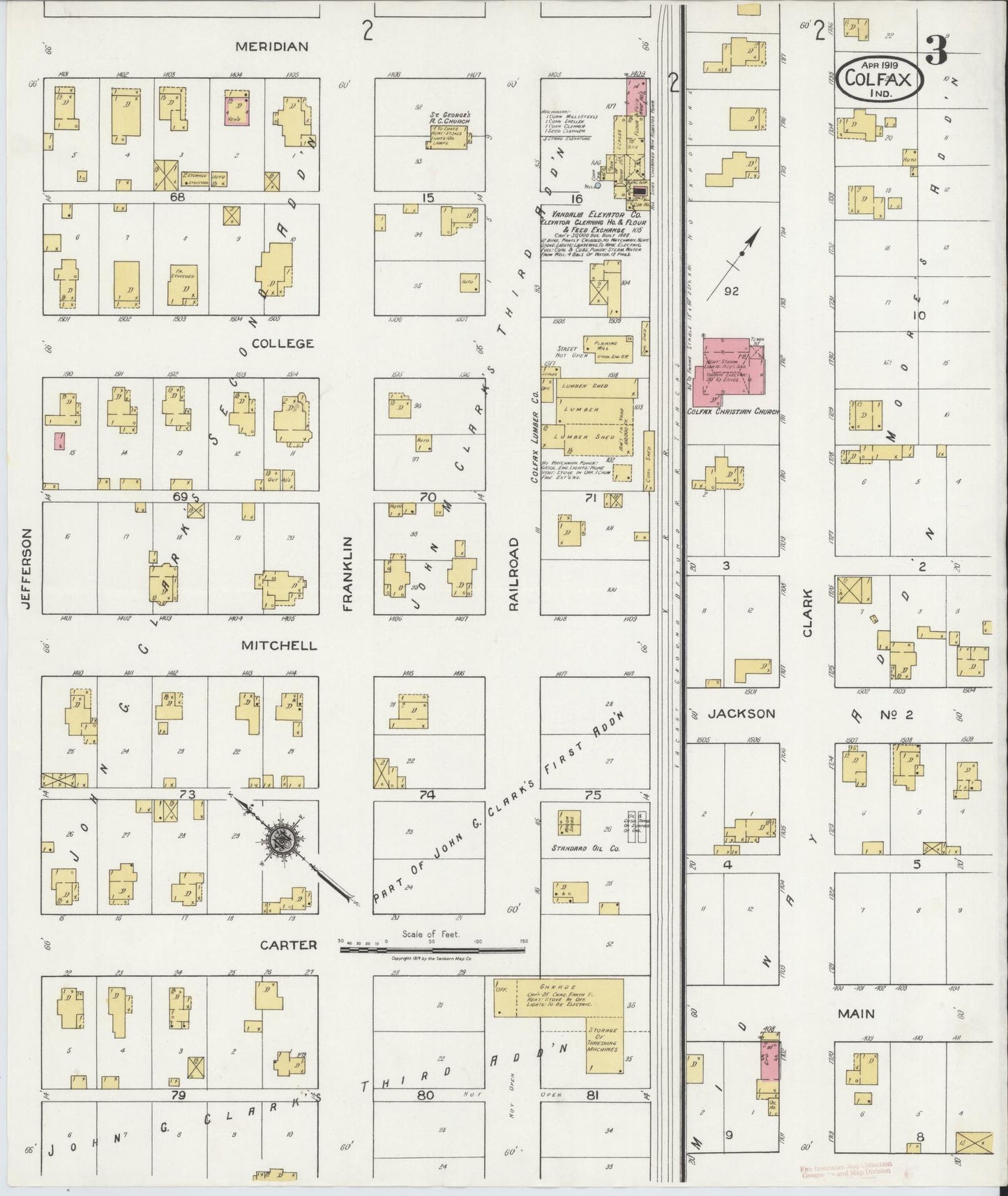 Sanborn Fire Insurance Map from Colfax, Clinton County, Indiana (1919), Sheet #0003 - Historic Sanborn Fire Insurance Map Print, vintage old map wall art, antique decor, genealogy gift, Indiana Indiana map