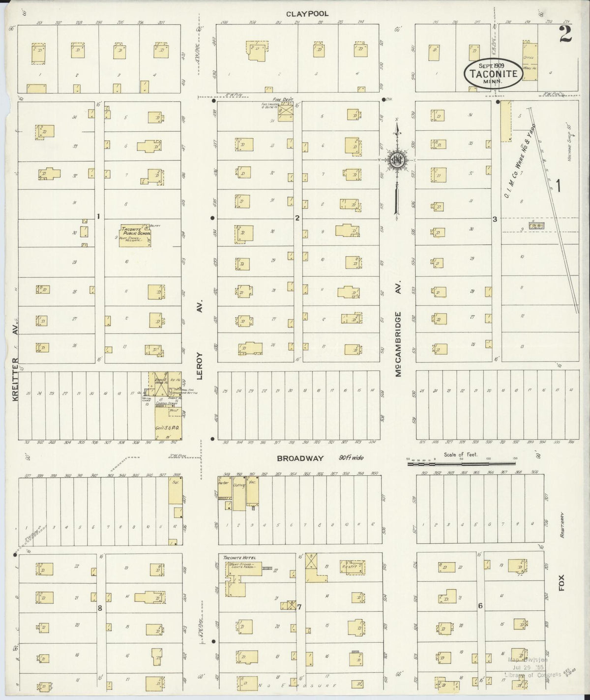Sanborn Fire Insurance Map from Taconite, Ltasca County, Minnesota (1909), Sheet #0002 - Historic Sanborn Fire Insurance Map Print, vintage old map wall art, antique decor, genealogy gift, Minnesota Minnesota map