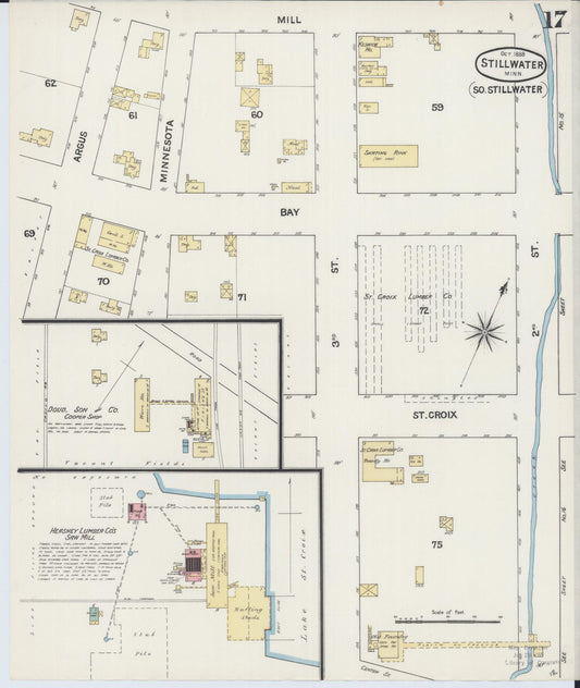 Sanborn Fire Insurance Map from Stillwater, Washington County, Minnesota (1888), Sheet #0017 - Historic Sanborn Fire Insurance Map Print, vintage old map wall art, antique decor, genealogy gift, Minnesota Minnesota map