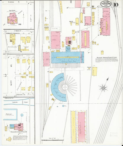 Sanborn Fire Insurance Map from Parsons, Labette County, Kansas (1905), Sheet #0010 - Complete Map Set gallery image, historic Sanborn map, vintage wall art, Kansas Kansas