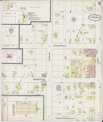 Sanborn Fire Insurance Map from Virginia, Cass County, Illinois (1887), Sheet #0002 - Complete Map Set gallery image, historic Sanborn map, vintage wall art, Virginia Virginia
