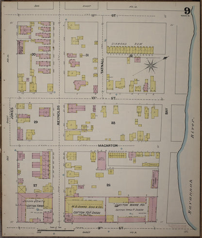 Sanborn Fire Insurance Map from Augusta, Richmond County, Georgia (1890), Sheet #0009 - Complete Map Set gallery image, historic Sanborn map, vintage wall art, Georgia Georgia