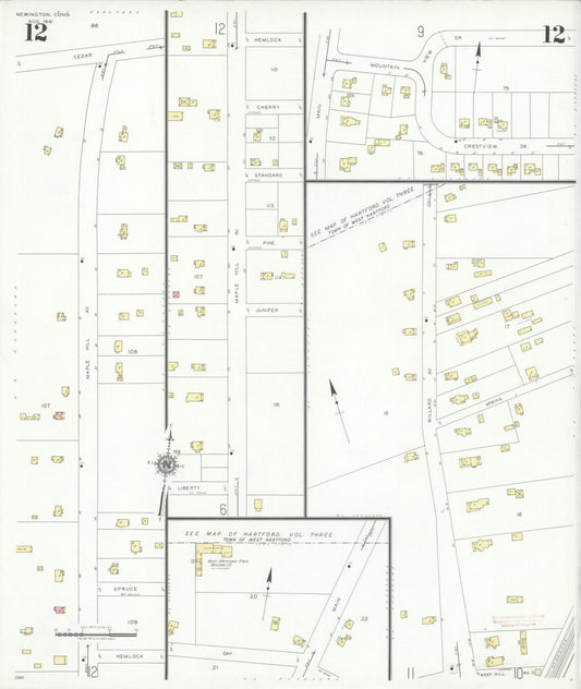Sanborn Fire Insurance Map from Newington, Hartford County, Connecticut (1941), Sheet #0012 - Historic Sanborn Fire Insurance Map Print, vintage old map wall art, antique decor, genealogy gift, Connecticut Connecticut map