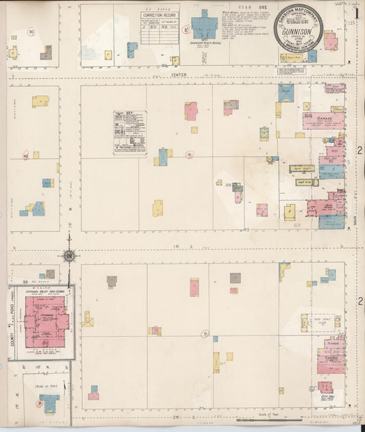 Sanborn Fire Insurance Map from Gunnison, Sanpette County, Utah (1931), Sheet #0001 - Complete Map Set gallery image, historic Sanborn map, vintage wall art, Utah Utah