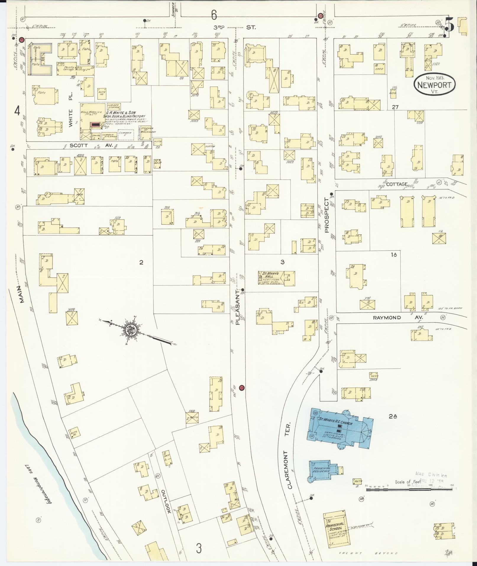 Sanborn Fire Insurance Map from Newport, Orleans County, Vermont (1913), Sheet #0005 - Complete Map Set gallery image, historic Sanborn map, vintage wall art, Vermont Vermont