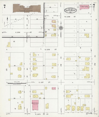 Sanborn Fire Insurance Map from Scottsbluff, Scotts Bluff County, Nebraska (1924), Sheet #0007 - Complete Map Set gallery image, historic Sanborn map, vintage wall art, Nebraska Nebraska