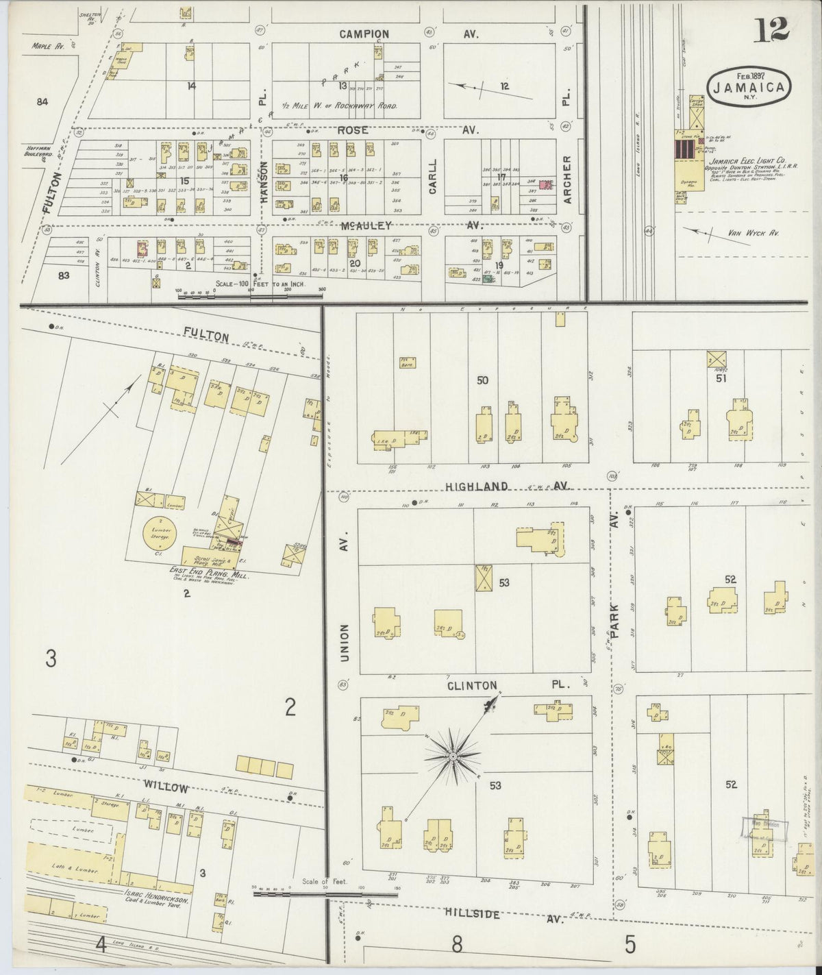 Sanborn Fire Insurance Map from Jamaica, Queens County, New York (1897), Sheet #0012 - Complete Map Set gallery image, historic Sanborn map, vintage wall art, New York New York