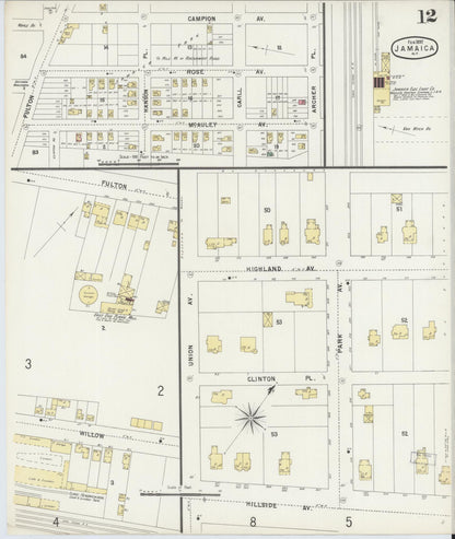 Sanborn Fire Insurance Map from Jamaica, Queens County, New York (1897), Sheet #0012 - Complete Map Set gallery image, historic Sanborn map, vintage wall art, New York New York
