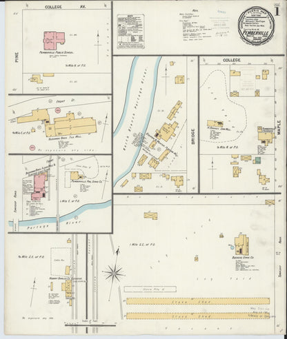 Sanborn Fire Insurance Map from Pemberville, Wood County, Ohio (1900), Sheet #0001 - Complete Map Set gallery image, historic Sanborn map, vintage wall art, Ohio Ohio
