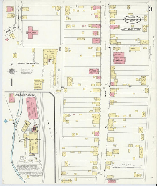 Sanborn Fire Insurance Map from Shrewsbury, York County, Pennsylvania (1913), Sheet #0003 - Historic Sanborn Fire Insurance Map Print, vintage old map wall art, antique decor, genealogy gift, Pennsylvania Pennsylvania map