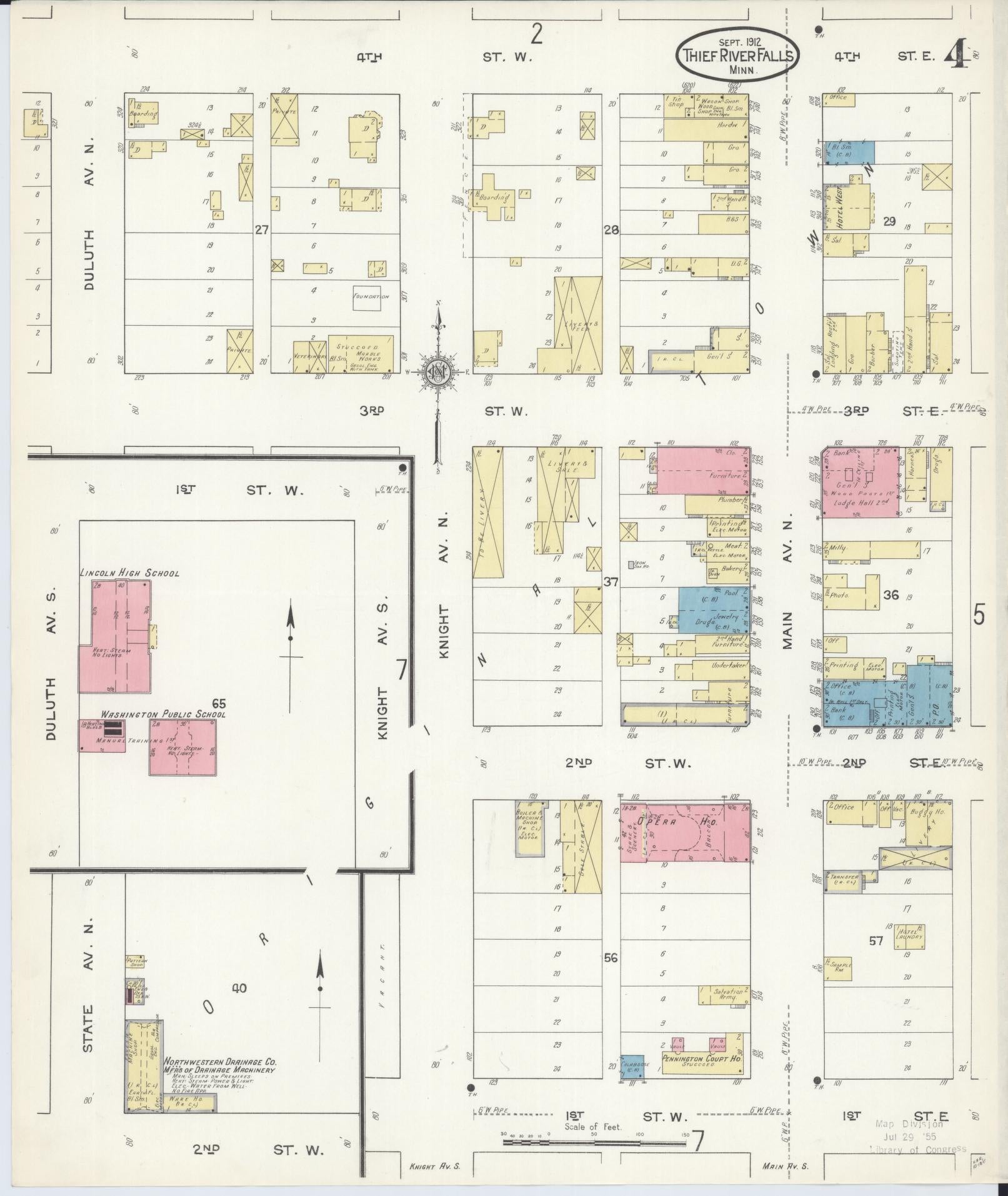 Sanborn Fire Insurance Map from Thief River Falls, Pennington County, Minnesota (1912), Sheet #0004 - Complete Map Set gallery image, historic Sanborn map, vintage wall art, Minnesota Minnesota