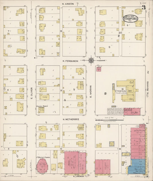 Sanborn Fire Insurance Map from Stamford, Jones County, Texas (1922), Sheet #0003 - Historic Sanborn Fire Insurance Map Print, vintage old map wall art, antique decor, genealogy gift, Texas Texas map
