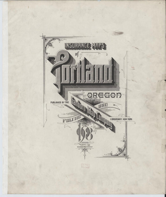 Sanborn Fire Insurance Map from Portland, Multnomah County, Oregon (1908), Sheet #0001 - Historic Sanborn Fire Insurance Map Print, vintage old map wall art, antique decor, genealogy gift, Oregon Oregon map