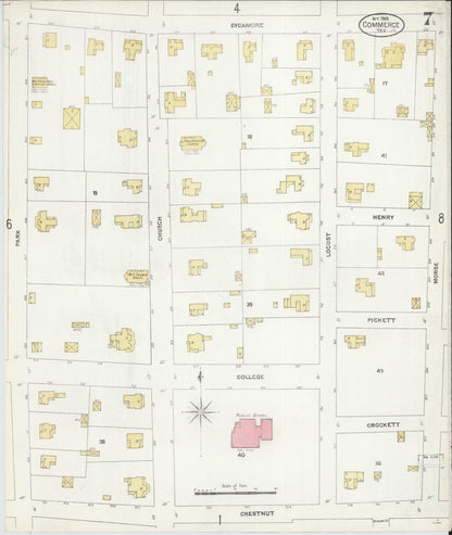 Sanborn Fire Insurance Map from Commerce, Hunt County, Texas (1906), Sheet #0007 - Historic Sanborn Fire Insurance Map Print, vintage old map wall art, antique decor, genealogy gift, Texas Texas map