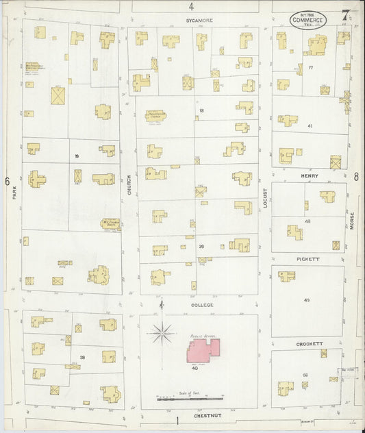 Sanborn Fire Insurance Map from Commerce, Hunt County, Texas (1906), Sheet #0007 - Historic Sanborn Fire Insurance Map Print, vintage old map wall art, antique decor, genealogy gift, Texas Texas map